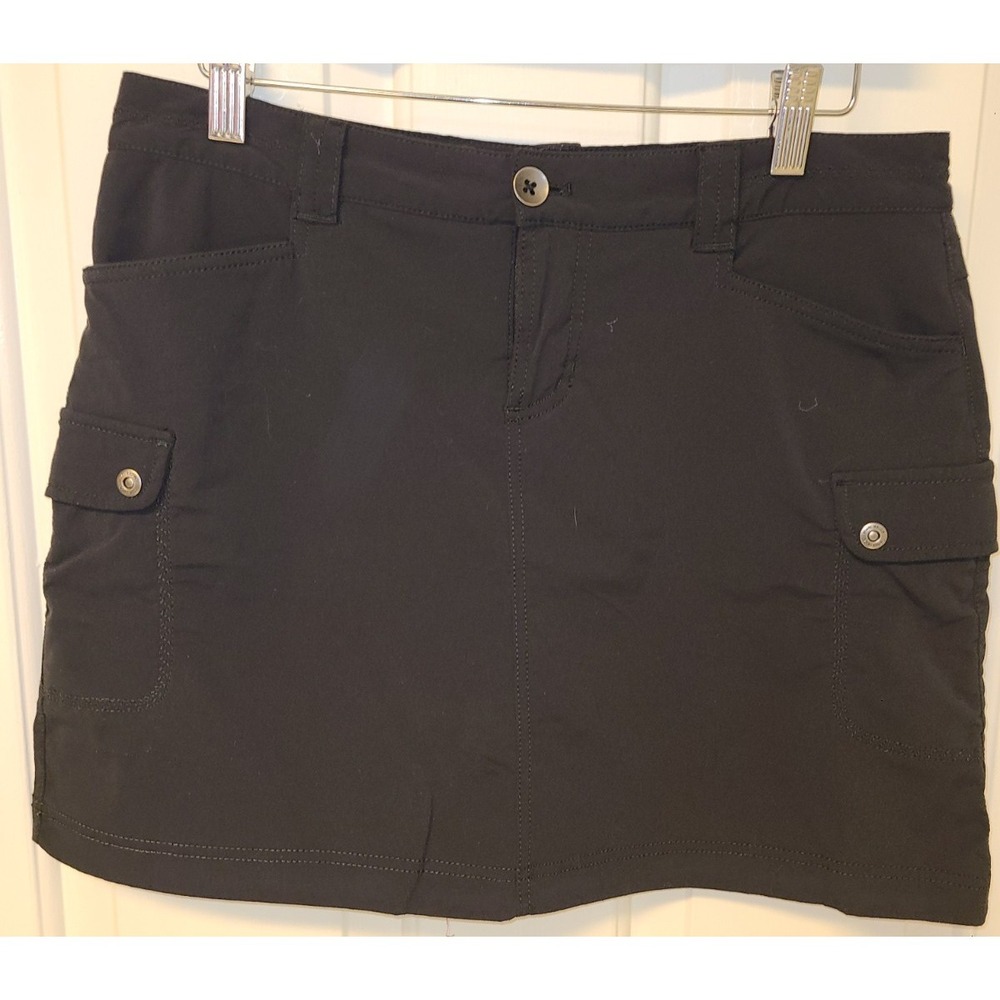 Eddie Bauer Black Button Mini Skirt Skort LIned‎ Athleisure Outdoor Active Sz 4